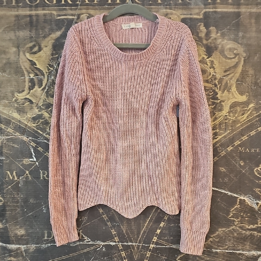 Copper Key Pink Ribbed Knit Sweater
